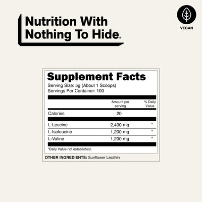 nutrition facts vegan BCAA