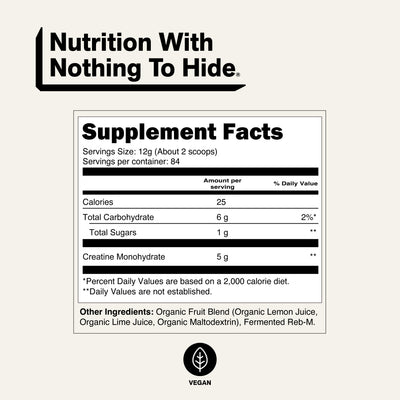 supplement facts cleanest formula clean creatine powder flavored vegan