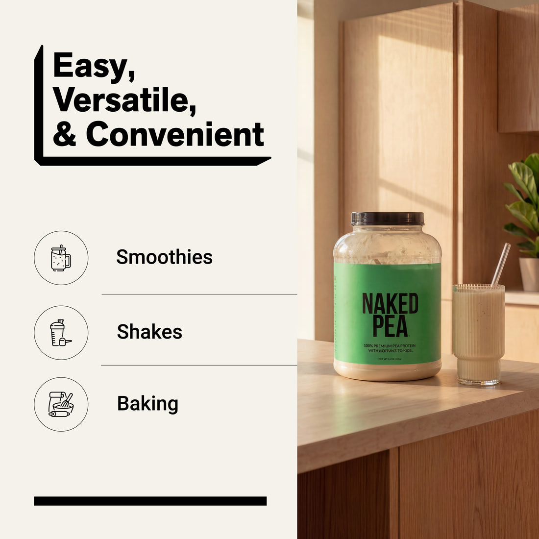 pea protein powder smoothies shakes baking