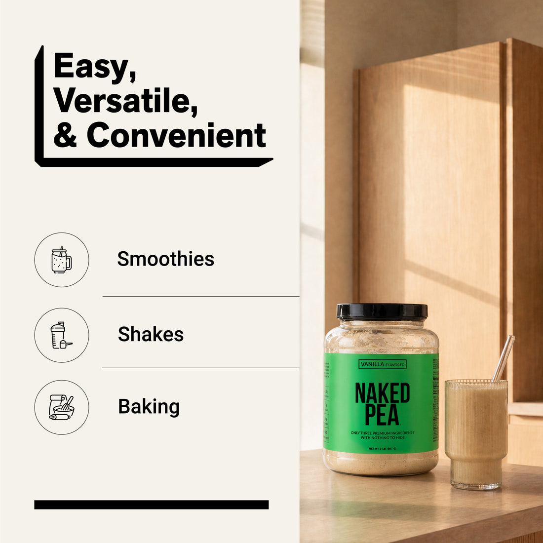 Vanilla Pea Protein Powder | Vanilla Naked Pea - 2LB