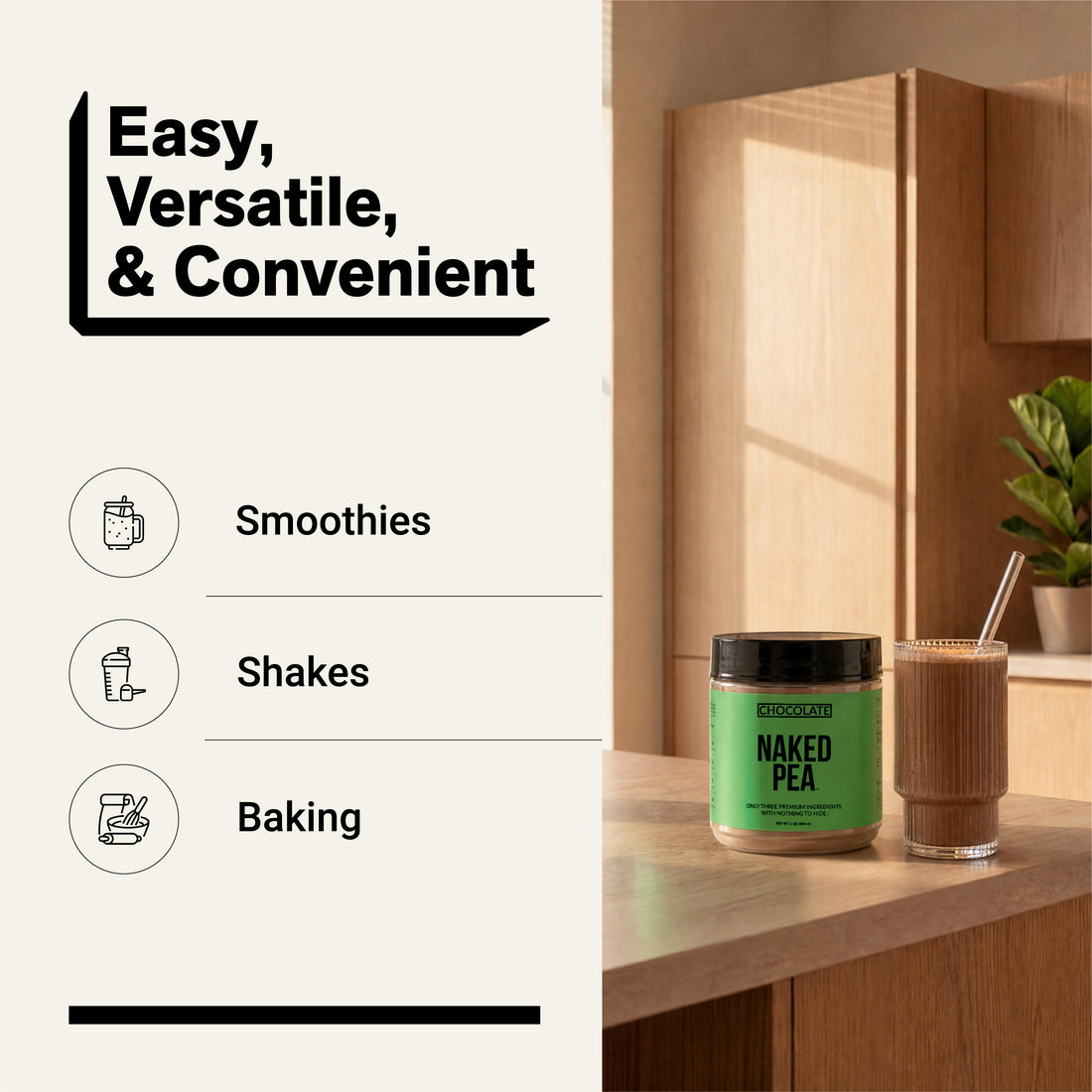 pea protein powder smoothies shakes baking