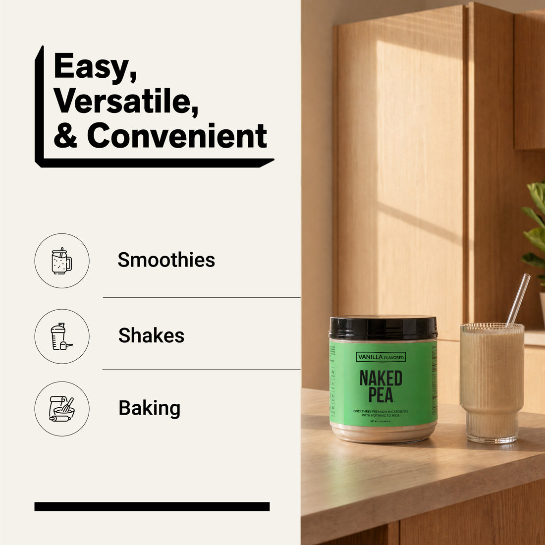 pea protein smoothies shakes baking
