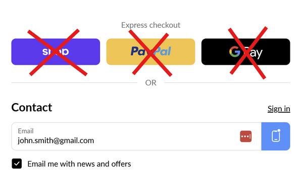 Ensure you are not signed into "Shop Pay" and don't use any accelerated checkout options.

(Ex: Shop Pay, Google Pay, Apple Pay)