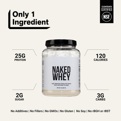 Poudre de protéines de lactosérum d'animaux nourris à l'herbe | Naked Whey - 0,9 kg