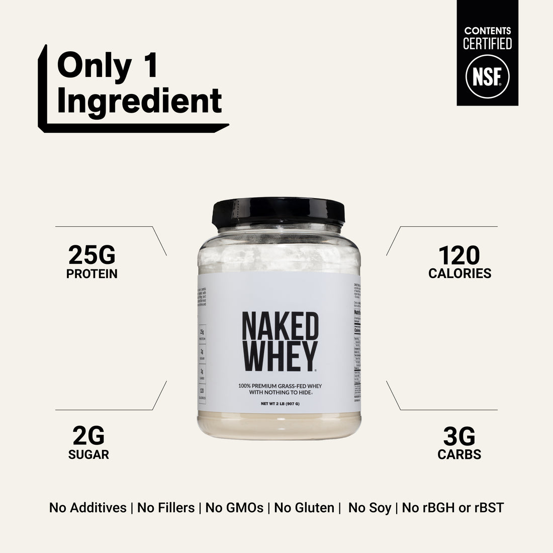 Grass Fed Whey Protein Powder | Naked Whey - 2LB