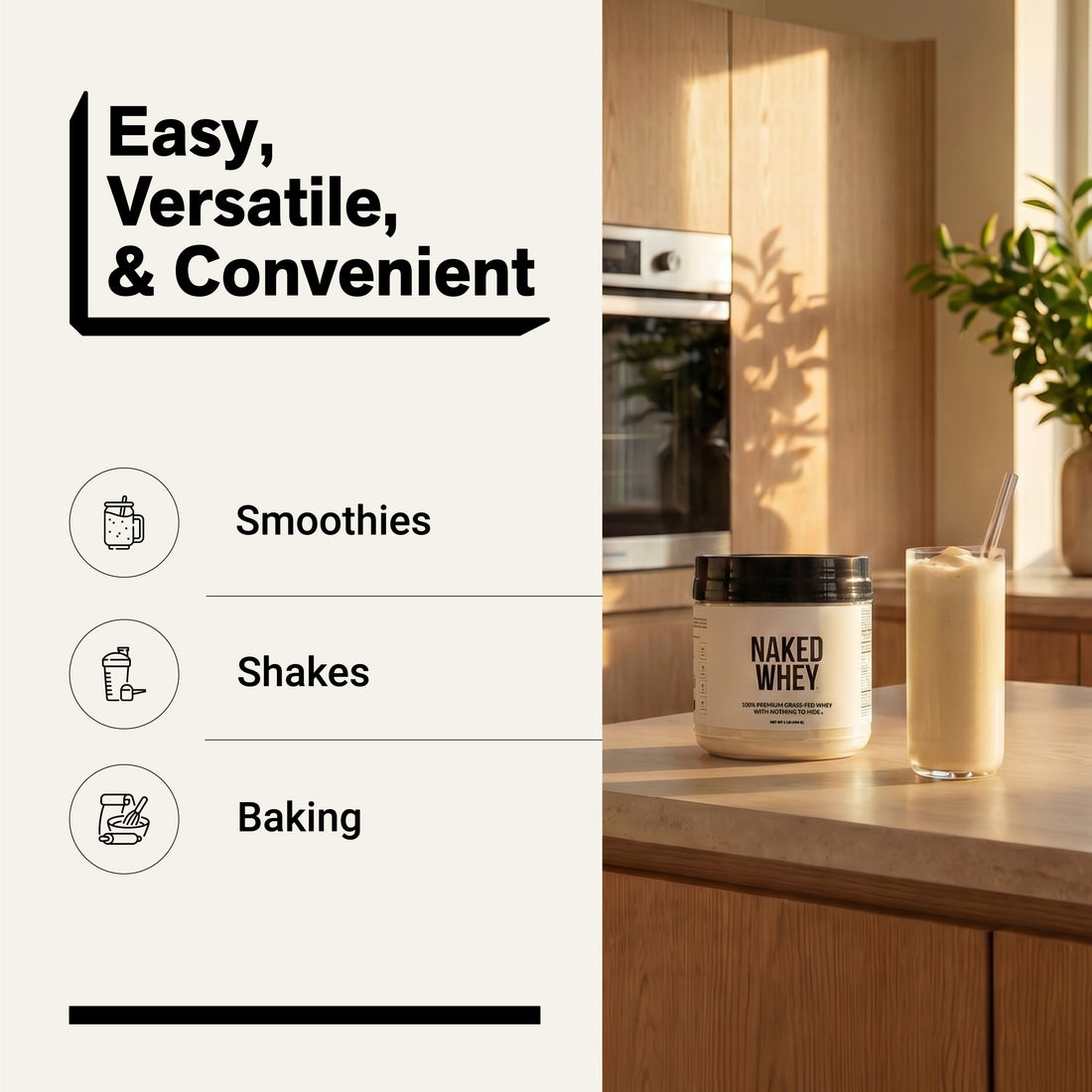 unflavored whey protein smoothies shakes baking