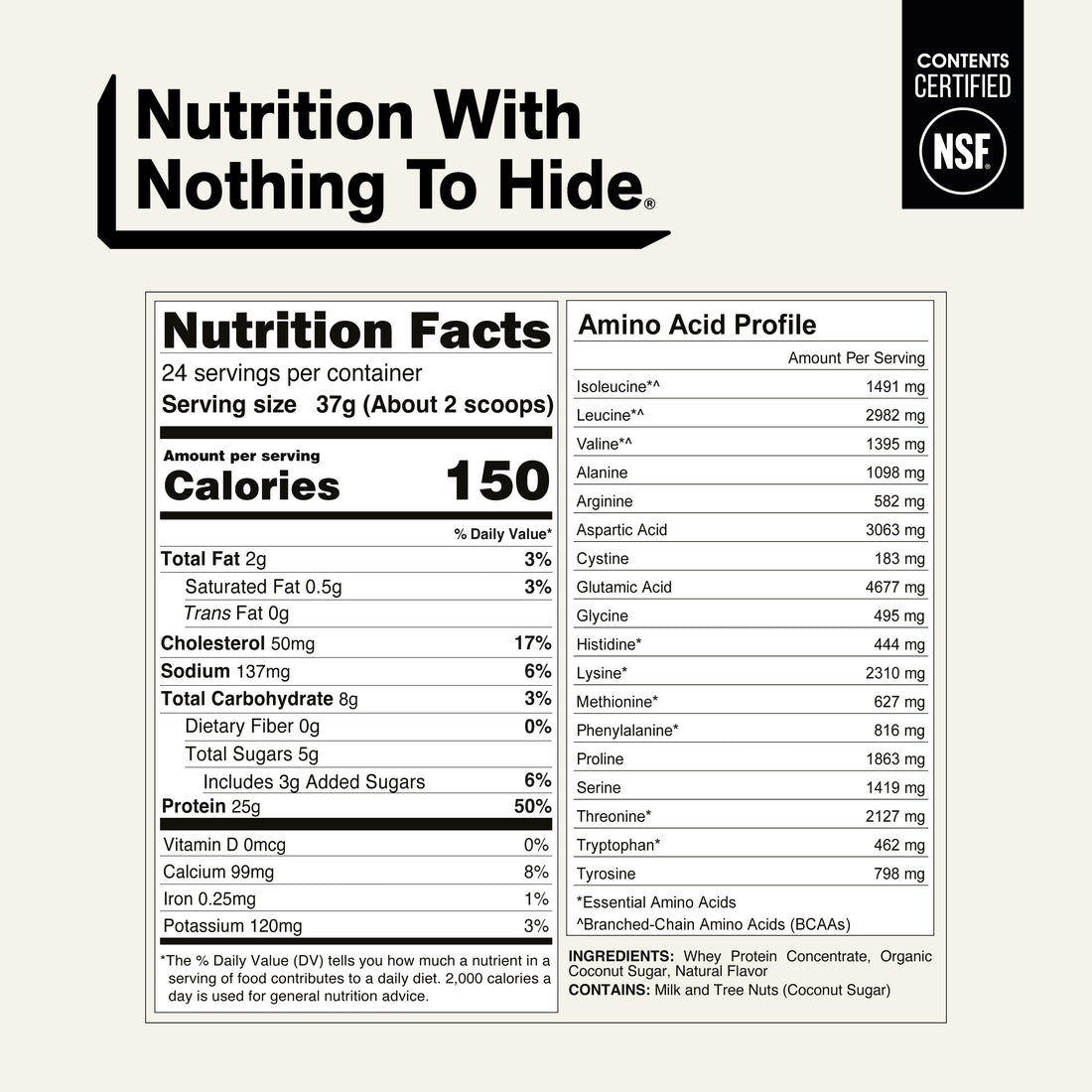 nutrition facts grass fed whey protein powder vanilla