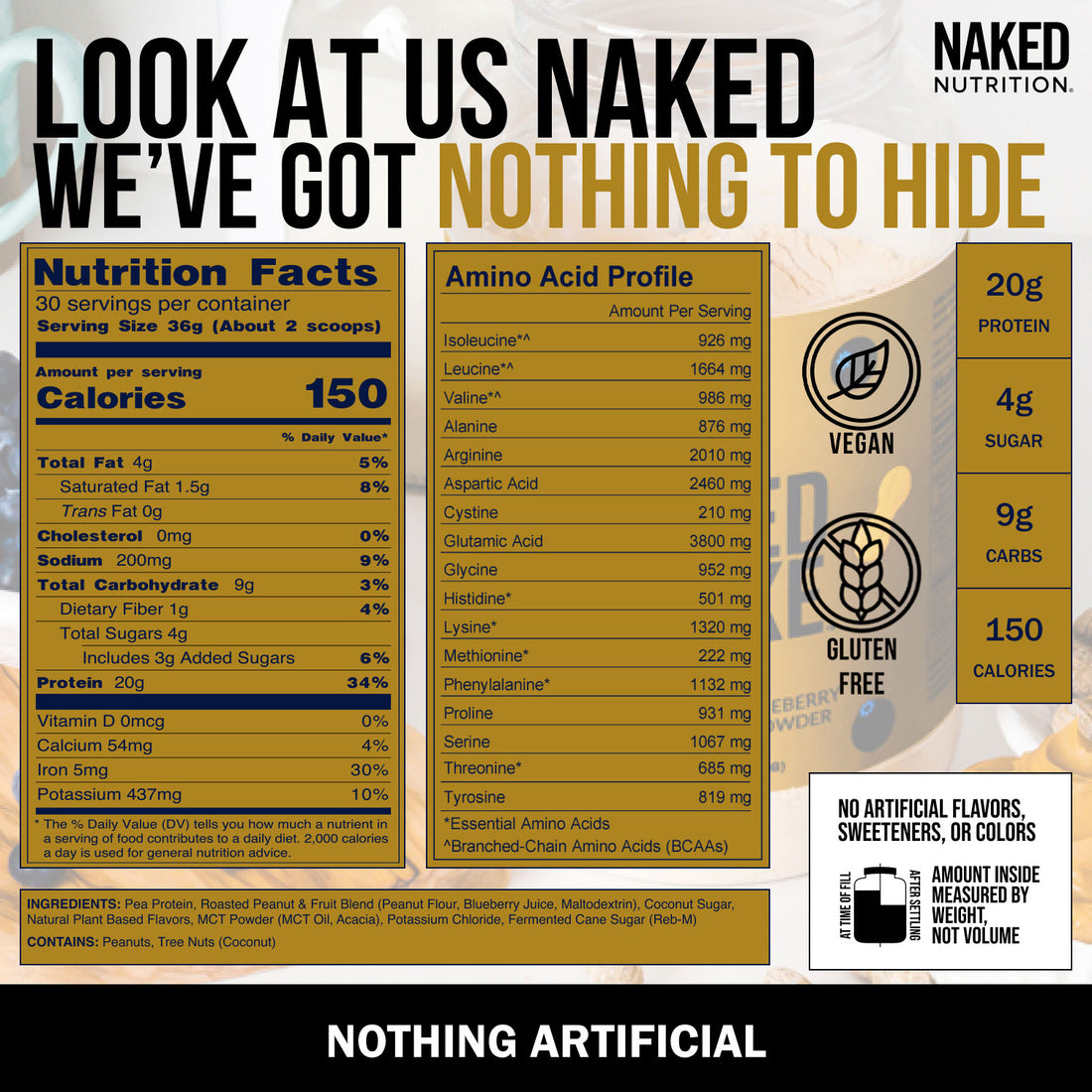 PB Blueberry Vegan Protein | Naked Shake - 30 Servings