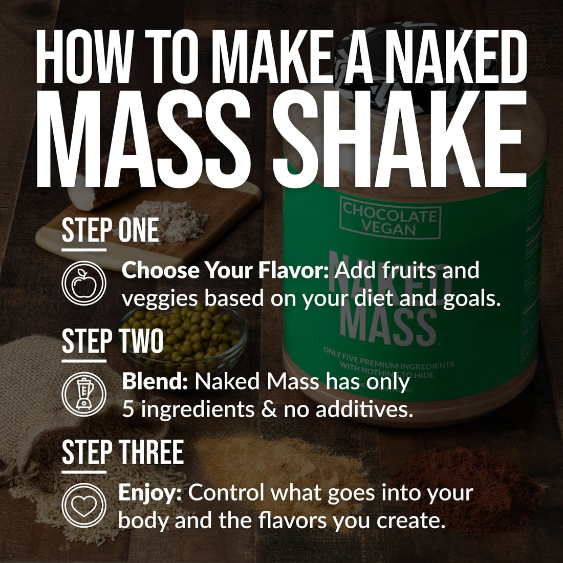 Chocolate Vegan Mass Gainer Supplement | Naked Vegan Mass - 8LB